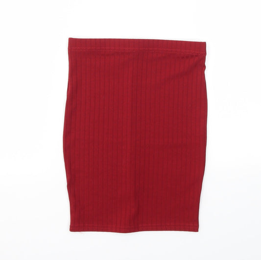 PRETTYLITTLETHING Womens Red A-Line Skirt Size 6 - Stretch waistband
