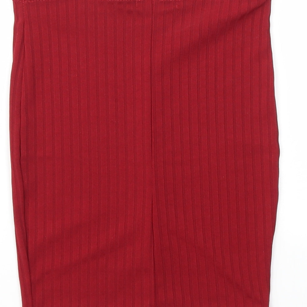 Pretty Little Thing Womens Red A-Line Skirt Size 6 - Stretch waistband