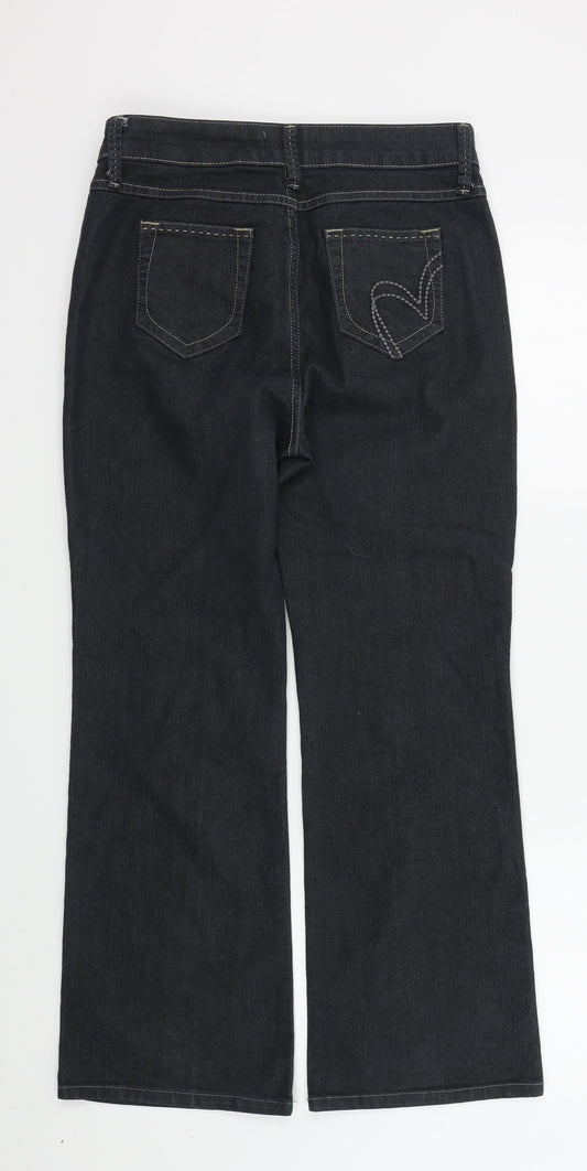 Womens UK Size 10 M&S Regular Fit Black Trousers