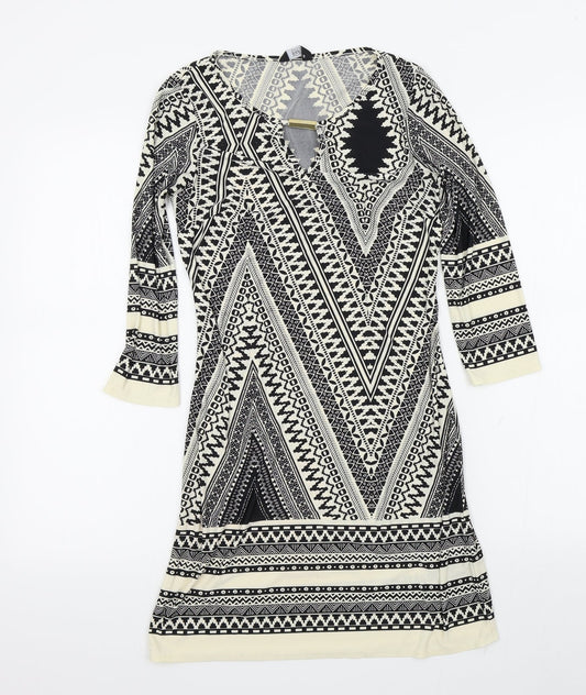F&F Womens Black Geometric A-Line Size 6