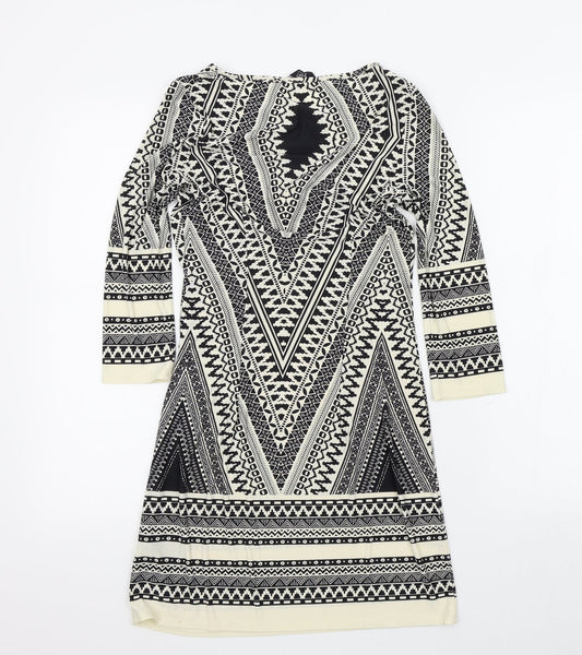 F&F Womens Black Geometric A-Line Size 6