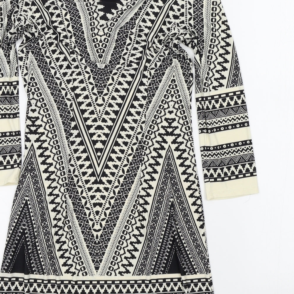 F&F Womens Black Geometric A-Line Size 6