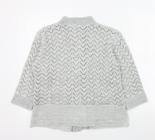 Womens UK Size M Pure & Natural Grey Cardigan Jumper