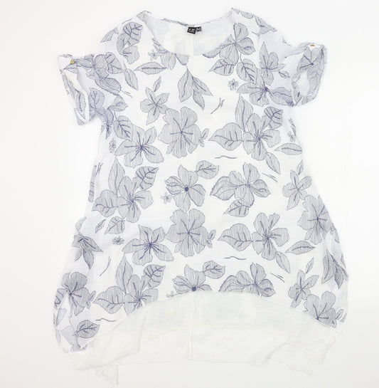 Additional front view of IZABEL women’s white geometric fit & flare, size UK 10