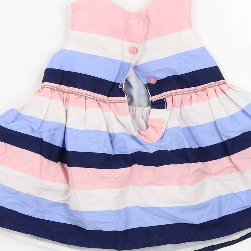 Brand and care label for Primark girls’ multicoloured striped fit & flare, size 0-3, months