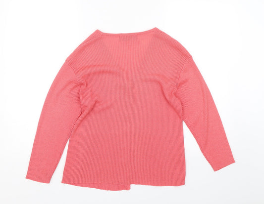 AMARANTO Womens Pink Striped Cardigan Jumper Size S