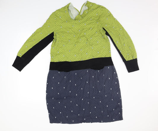 Foil Womens Yellow Geometric A-Line Size 12