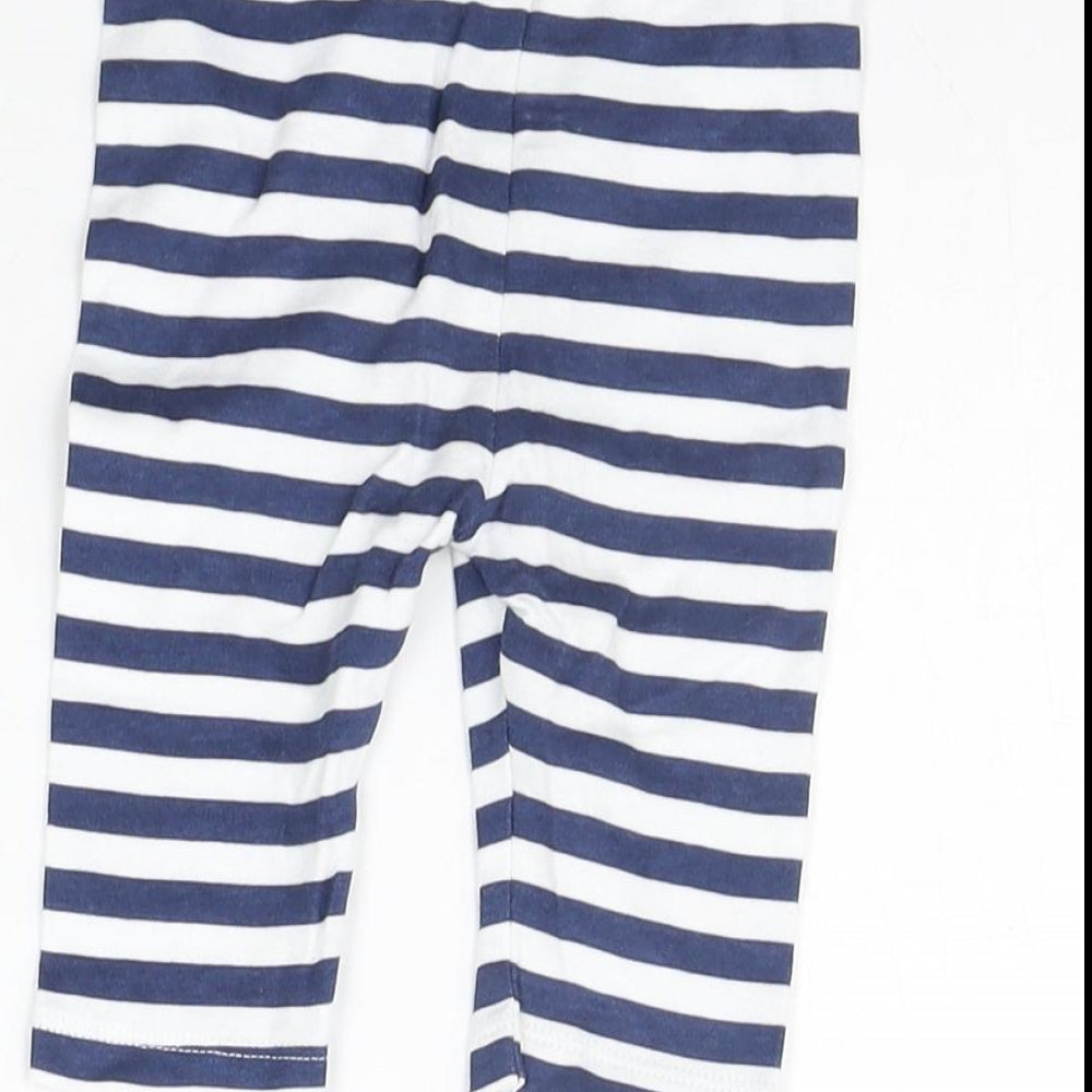 Brand and care label for Disney boys’ blue striped jogger leggings, size 0-3, months