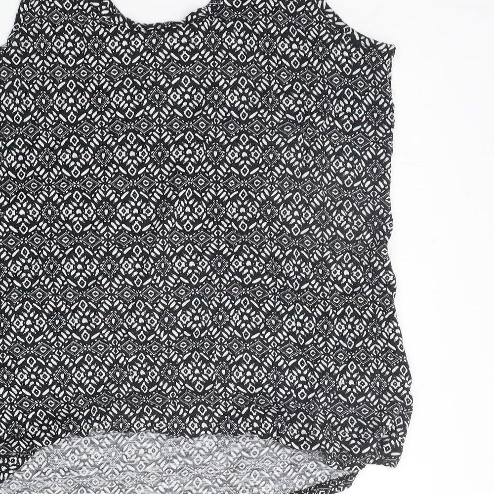 George Womens Black Geometric Basic Tank Size 10
