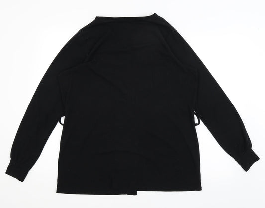 Boohoo Womens Black Wrap Jumper Size 16