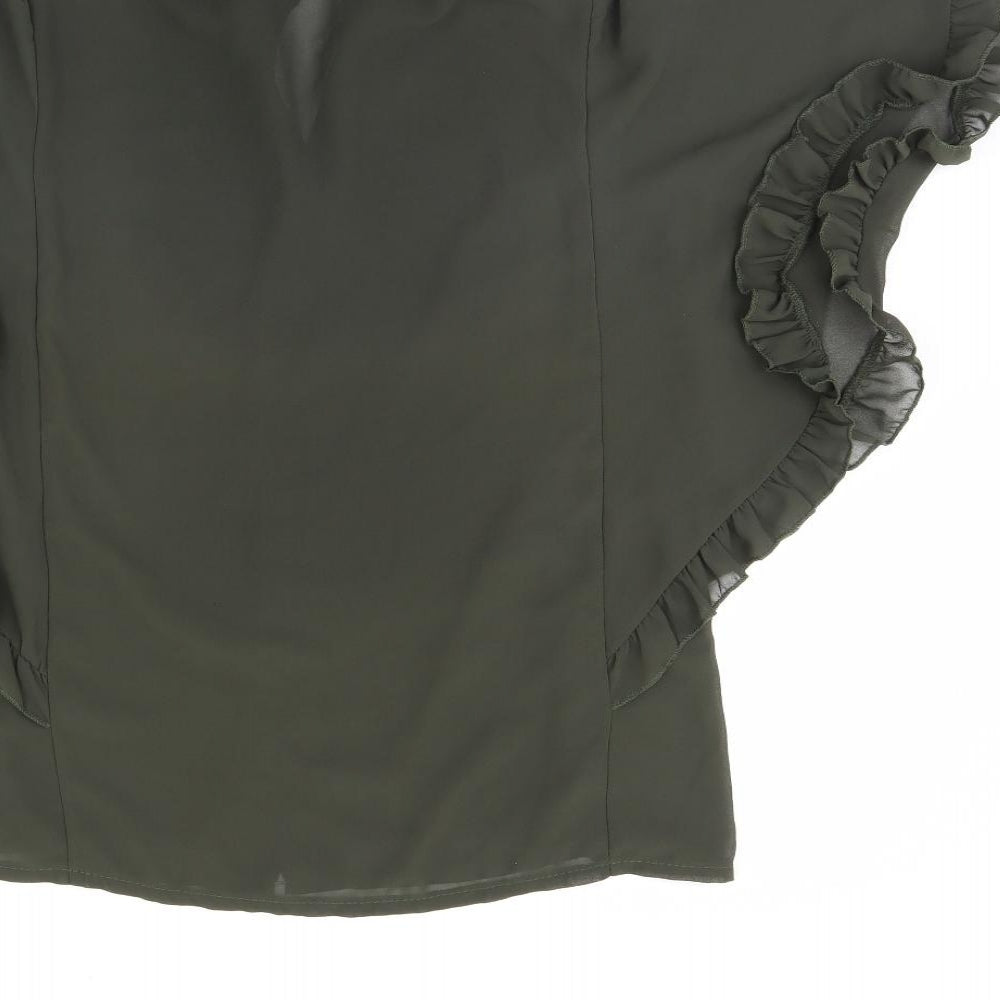 Womens UK Size 6 Boohoo Green Basic Button-Up