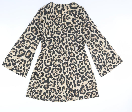 Missguided Womens Brown Animal Print Mini Size 10