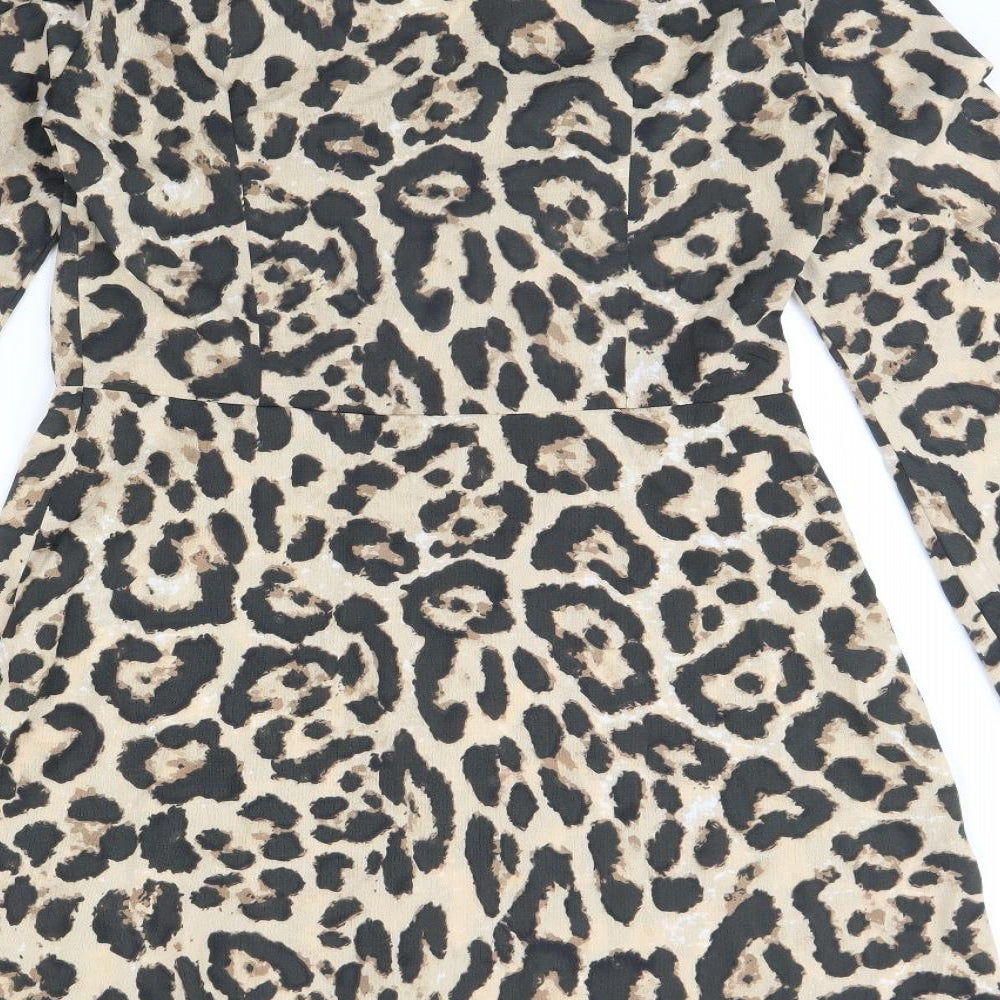 Missguided Womens Brown Animal Print Mini Size 10