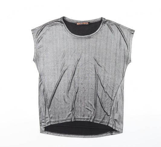 Womens UK Size S QED London Silver Basic T-Shirt