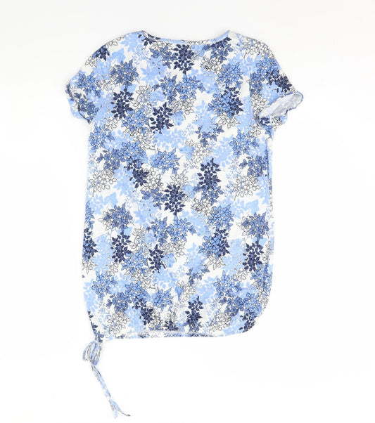 George Womens Blue Floral Basic Blouse Size 8