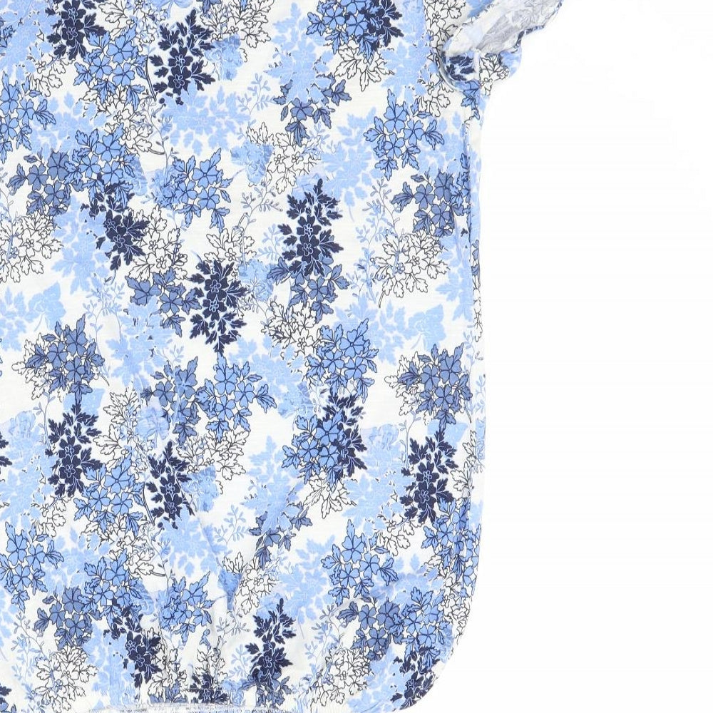 George Womens Blue Floral Basic Blouse Size 8