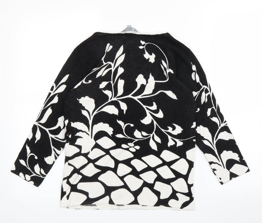 Mia Moda Womens Black Floral Basic Blouse Size S