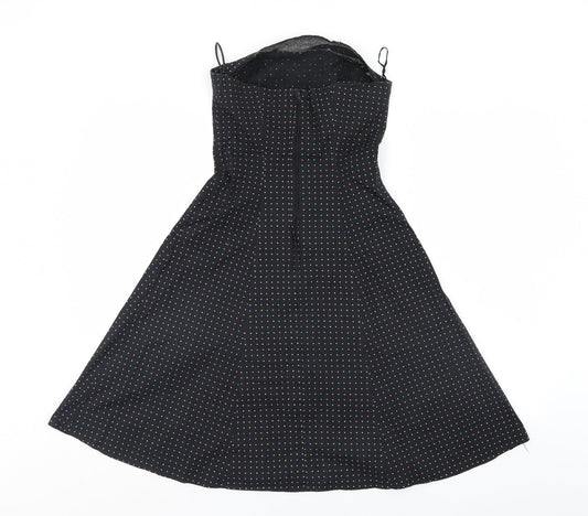 New Look Womens Black Polka Dot A-Line Size 8