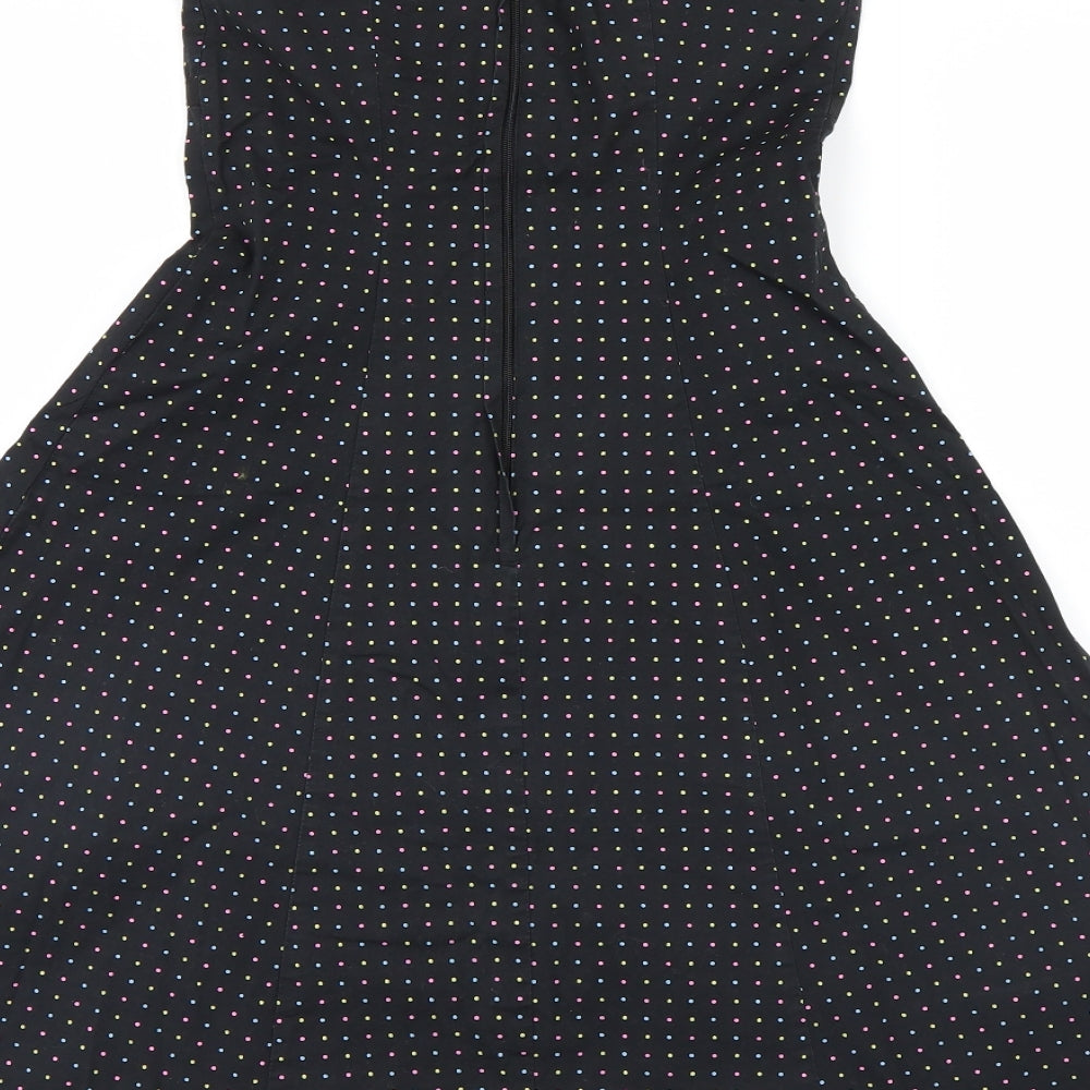 New Look Womens Black Polka Dot A-Line Size 8