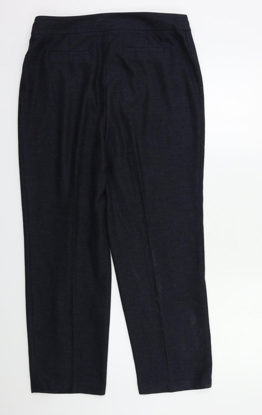 CC Petite Womens Blue Herringbone Trousers Size 12 L25 in