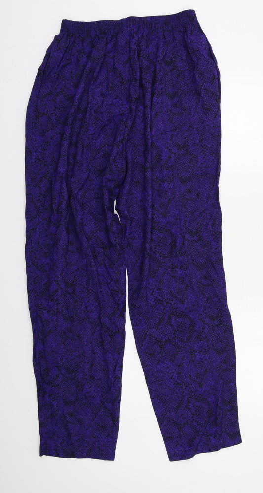 Nightingales Womens Purple Animal Print Trousers Size 14 L30 in