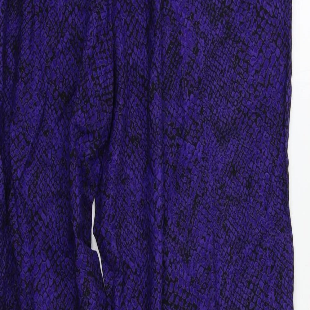 Nightingales Womens Purple Animal Print Trousers Size 14 L30 in