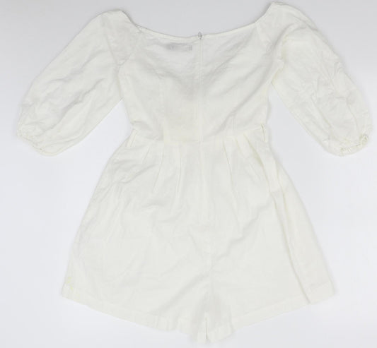 Boohoo Womens White   Romper One-Piece Size 8