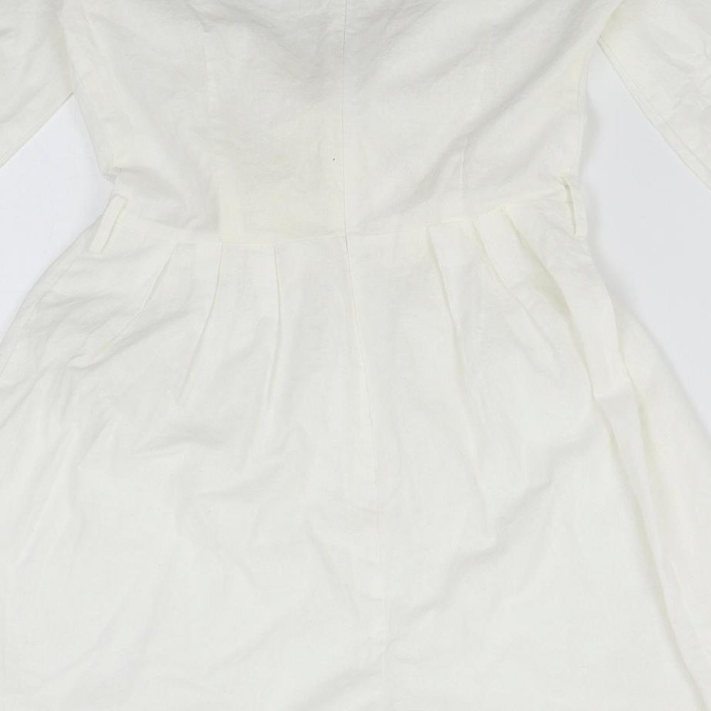 Boohoo Womens White Romper One-Piece Size 8