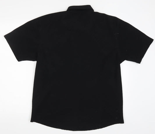 Mens UK Size L urban Spitir Black Button-Up Short Sleeve Casual Shirt