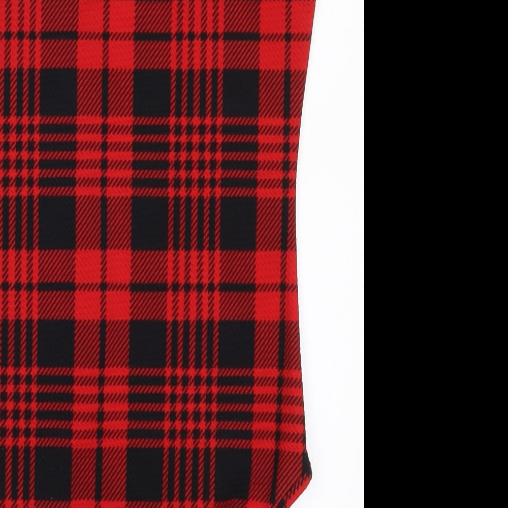 SheIn Womens Red Check Bodysuit One-Piece Size M