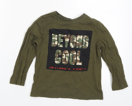Primark Boys Green Basic T-Shirt Size 3-4 Years - Beyond Cool