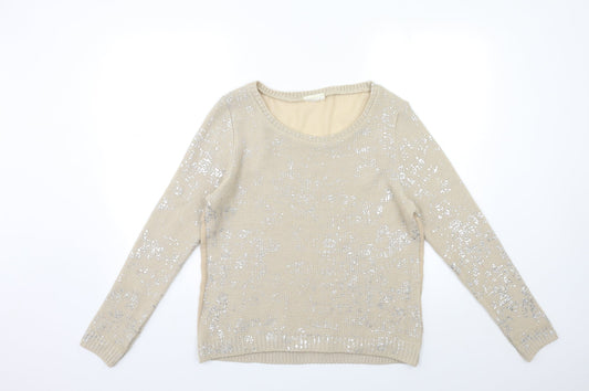 Womens UK Size 8 Preworn Beige Pullover Jumper