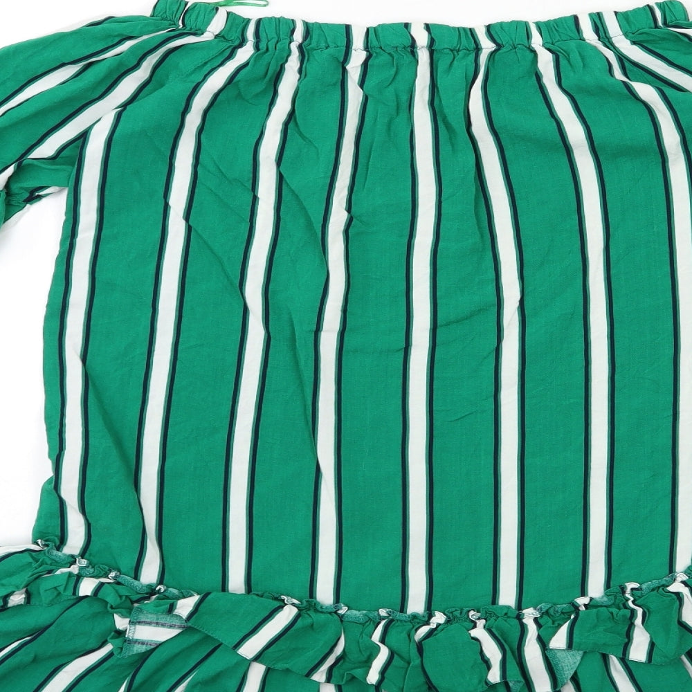 Papaya Womens Green Striped Rayon Shift Size 12