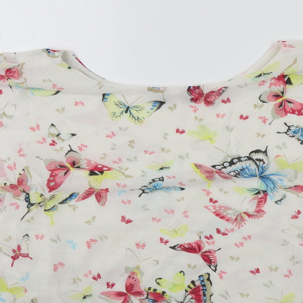 CAMEO ROSE Womens White Geometric Basic Blouse Size 12 - butteflies
