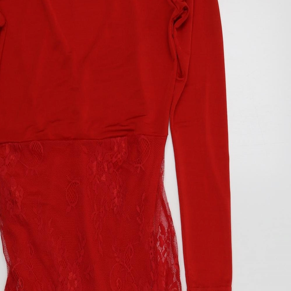 Missguided Womens Red Colourblock A-Line Size 6