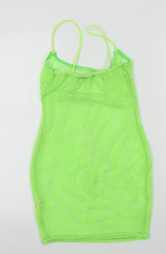 I SAW IT FIRST Womens Green Colourblock A-Line Size 8 - sparkle detail