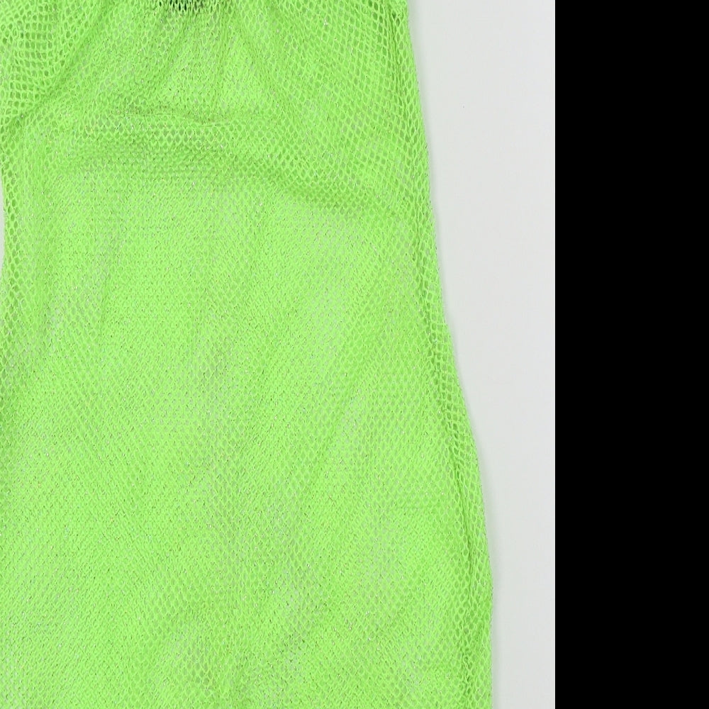 I SAW IT FIRST Womens Green Colourblock A-Line Size 8 - sparkle detail