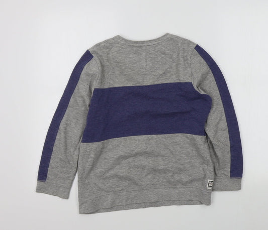 M&S Boys Grey Colourblock Pullover Jumper Size 11-12 Years