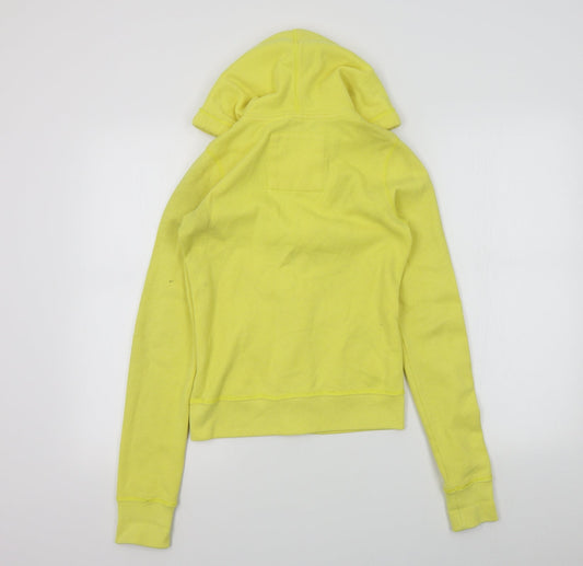 HOLLISTAR Girls Yellow Colourblock Full Zip Hoodie Size XS