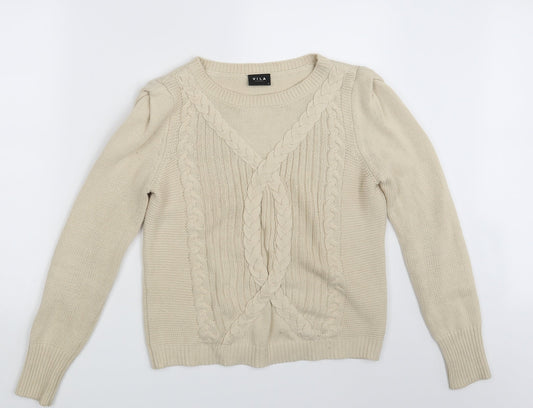 Womens UK Size M VILA Beige Pullover Jumper
