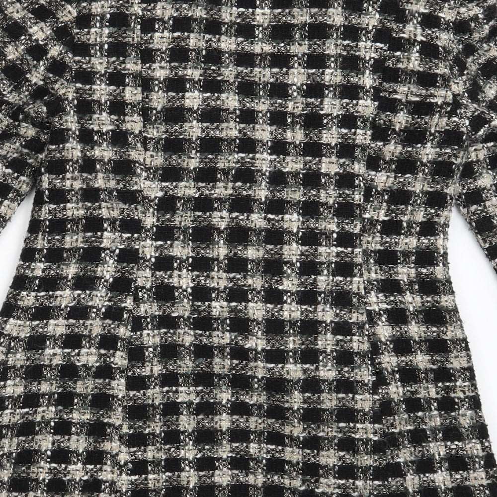 George Womens Black Check Overcoat Coat Size 8