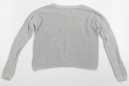 Womens UK Size 10 New Look Grey Pullover Jumper