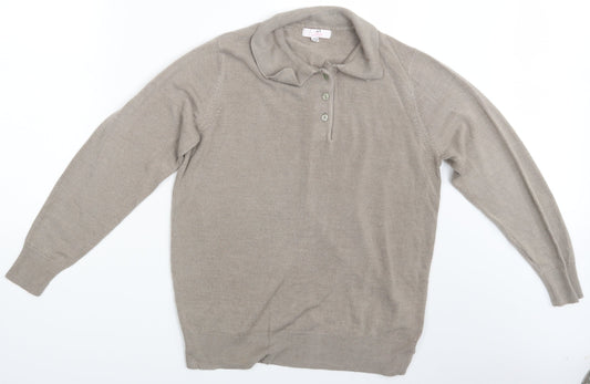 Womens UK Size 16 Julipa Beige Basic Polo