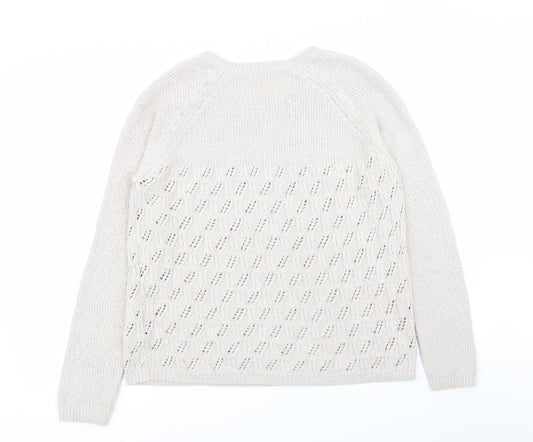 indigo collection Womens Beige Geometric Pullover Jumper Size 10