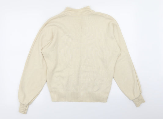 menke Womens Beige Geometric Pullover Jumper Size 8