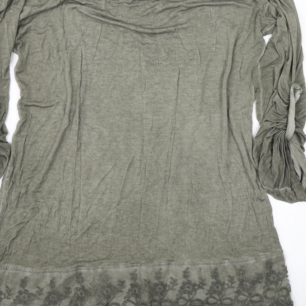 Womens UK Size L Preworn Green Basic T-Shirt