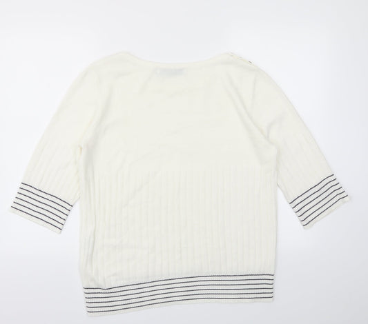 cashmasobt Womens White Pullover Jumper Size S