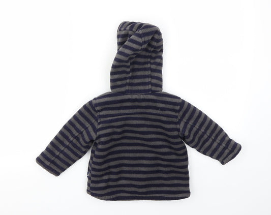 Debenhams Boys Blue Striped Basic Jacket Jacket Size 6-9 Months