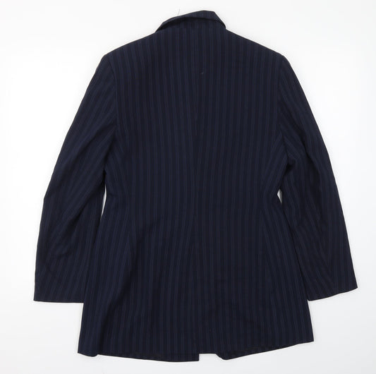 George Womens Blue Striped Jacket Blazer Size 12