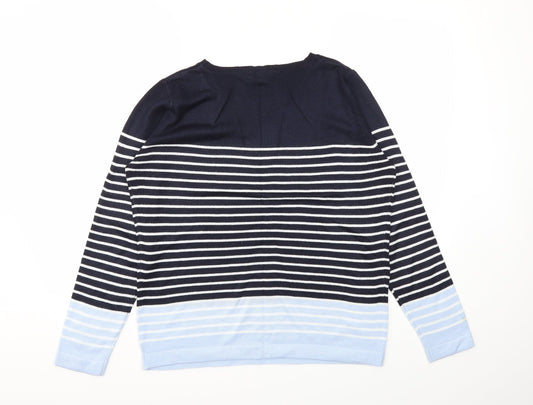 Bonmarché Womens Blue Striped Pullover Jumper Size 12